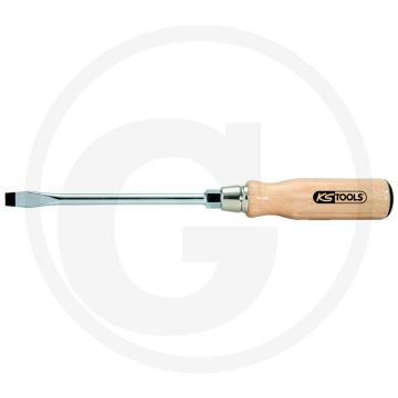 Ks tools ergotorque® hout schroevendraaier voor zaagsnede-schroeven, 9 mm - ergonomisch gevormde beukenhouten handgreep met geharde kling
