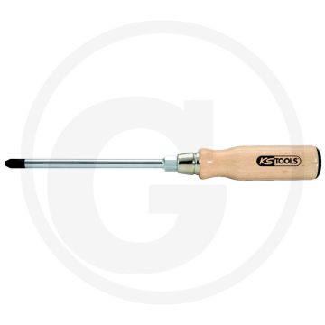 Ks tools ergotorque® hout schroevendraaier pz2 220mm beukenhouten handvat