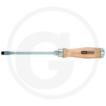 Ks tools ergotorque® woodmax schroevendraaier 7mm - din 5265, beukenhouten handgreep, geharde kling