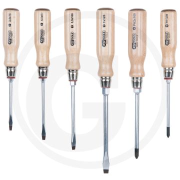 Ks tools ergotorque® hout schroevendraaierset, 6-delig - optimaal ergonomisch ontwerp
