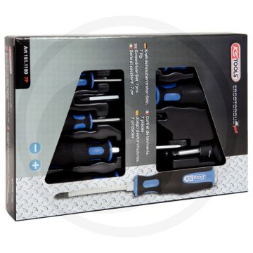 Ks tools ergotorque®max set de tournevis avec capuchons d'impact, 7 pièces, ph+schlitz - optimal pour t-griff schraubendrehern et ratschen
