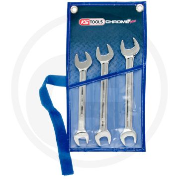 Ks tools chromeplus® dubbele steeksleutelset, 3-delig, 21x23-30x32 mm - hoogglans verchroomd