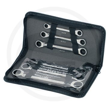 Ks tools gearplus® dubbele ratelringsleutelset, 6-dlg, 8x9-17x19 mm, 72 tanden, chroom vanadium