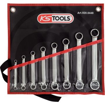 Ks tools ultimateplus® dubbele ringsleutelset, recht, 8-delig, 6x7-20x22 mm - industriële kwaliteit