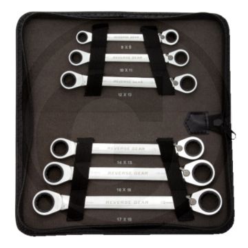 Ks tools gearplus® dubbele ratelringsleutelset, omschakelbaar, 6-delig, 8x9-17x19 mm - 72 tanden