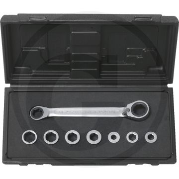 Ks tools gearplus® Universal-Doppelknarrenringschlüssel-Satz, umschaltbar, 8-teilig, 5/16"-11/16", 72 Zähne, 15°-Winkel