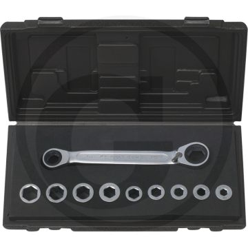 Ks tools gearplus® Universal-Doppelratschen-Ringschlüsselsatz, umschaltbar, 10-teilig, 8-17 mm, 72 Zähne.