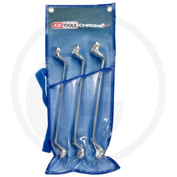 Ks tools chromeplus® Doppelringschlüssel-Satz, 3-teilig, 21x23-30x32 mm - Flankenabzug-Profil, dünnwandig, hochglanzverchromt