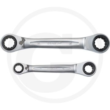 Ks tools 4in1 gear+dubbele ratelringsleutelset, omschakelbaar, 2-dlg - 72 tanden, chroom vanadium
