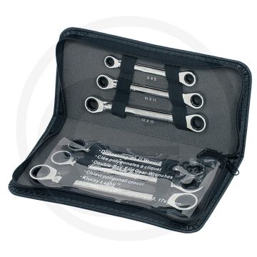 Jeu de clés à cliquet doubles Ks tools gearplus®, 6 pièces, 8x9-17x19 mm, 72 dents, chrome-vanadium