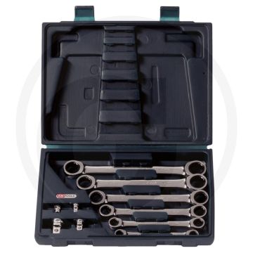 Jeu de clés à cliquet doubles Ks tools gearplus®, 10 pièces, 8x9-17x19, avec adaptateur - 72 dents