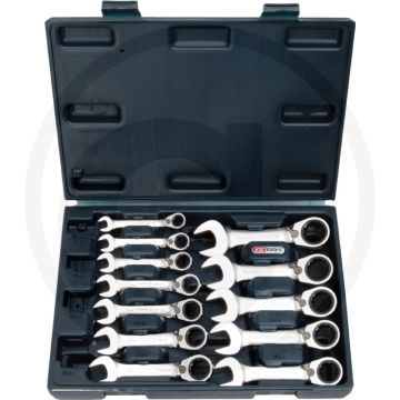 Ks tools gearplus® ratelringsteeksleutelset, extra kort, 12-delig, 8-19 mm, 72 tanden