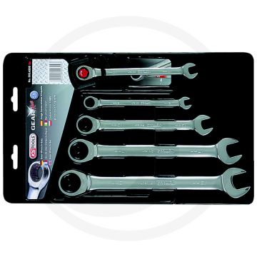 Ks tools gearplus® ratelringsteeksleutelset, 5-delig - 72 tanden, 15° vorkpositie