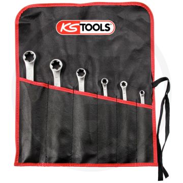 Ks tools tx-e dubbele ringsleutelset, 6-delig, e6xe8-e20xe24, matt satiniert, 410g