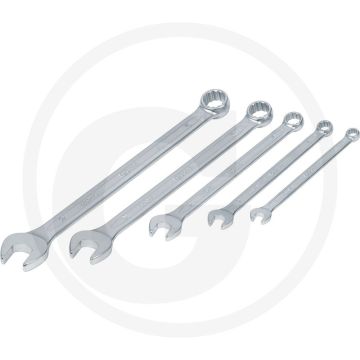 Ks tools classic ringsteeksleutelset, extra lang, 5-delig - 15° bekhoek - chroom vanadium