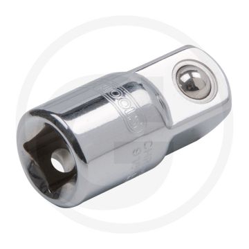 Ks tools 3/8" chromeplus® verloop-adapter, 3/8"f x 1/2"m - hoogglans verchroomd, din 3123 / iso 3316
