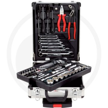 Ks tools 1/4"+1/2" chromeplus® gereedschapset, 90-delig - flanktraction-profil, chrom vanadium, telescoopuitklapbare handgreep