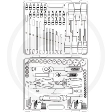 Ks tools dopsleutelset, 97-delig 1/4"+1/2" - chroom vanadium - kunststofkoffer