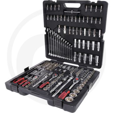 Ks tools 1/4" + 3/8" + 1/2" chromeplus steckschlüssel-satz, 216-tlg. 6-kant, flanktraction-profil, chrom vanadium