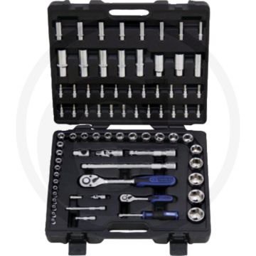 Ks tools 78-delige dopsleutelset, 6-kant, flanktraction-profil, chrom vanadium, in kunststoffkoffer