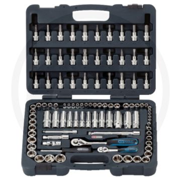 Ks tools 1/4" + 3/8" chromeplus® dopsleutelset - 99-delig, hoogglanzend verchroomd