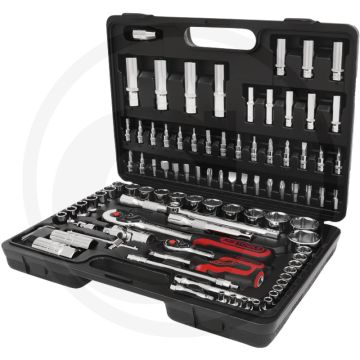 Ks tools 96-teiliger Chrom-Plus-Steckschlüssel-Satz mit 6-Kant- und Flankenabzugsprofil
