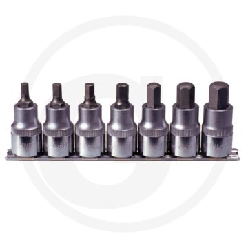 Ks tools 1/2" bit-dopsleutelset, kort 7-delig, 55 mm lang, chroom vanadium