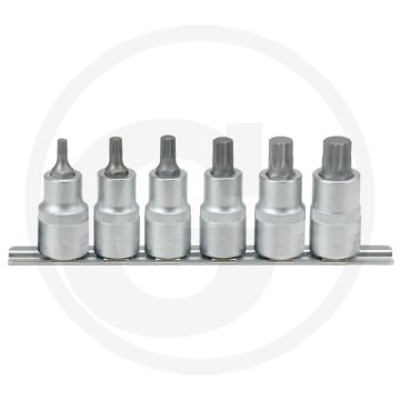 Ks tools 1/2" bitdoppenset voor veeltand (xzn®)-schroeven, 6-delig, m5-m14, 55 mm lang - chrom vanadium