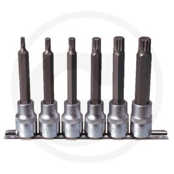 Ks tools 1/2" Bit-Satz für Vielzahnschrauben (xzn®), lang, 6-teilig, m5-m14, 110 mm lang - Chrom-Vanadium