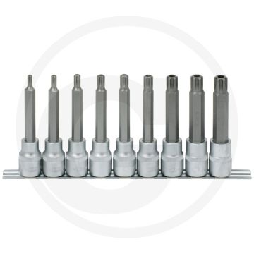 Ks tools 1/2" ribe® bit cap set, lang, 9-teilig, m5-m14, 110 mm lang, chrom-vanadium