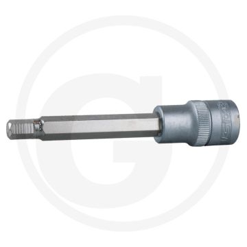 Ks tools 1/2" bit-dopsleutel voor binnenzeskant-schroeven, lang, 14 mm - super chroom-vanadiumstaal, mat verchroomd