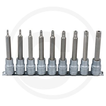 Ks tools 1/2" bit-dopsleutelset voor tx-schroeven, lang, 9-delig, tb20-tb60, chrom vanadium