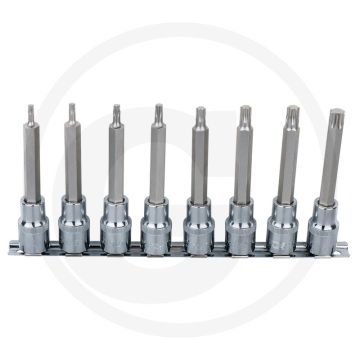 Ks tools 1/2" chromeplus® bit-dopsleutelset voor tx-schroeven, lang, 9-delig, t20-t60 - lange uitvoering