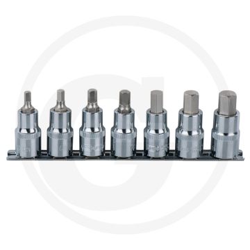Ks tools 1/2" chromeplus® bit-dopsleutelset voor binnenzeskant-schroeven, kurz, 7-delig - super chroom-vanadiumstaal