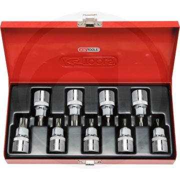 Ks tools 1/2" chromplus® bit-dopsleutelset voor tx-schroeven, 9-delig, tb20-tb60, hoogglans verchroomd