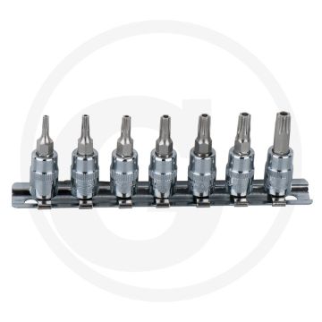 Ks tools 1/4" chromeplus® bit-dopsleutelset voor tx-schroeven met boring, 7-delig - tx-torx® met boring, 1/4" aandrijving