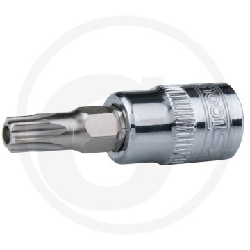 Ks tools 1/4" chromeplus® bit-dopsleutel voor tx-schroeven met boring, tb8 - 12x12x38mm, chroom vanadium