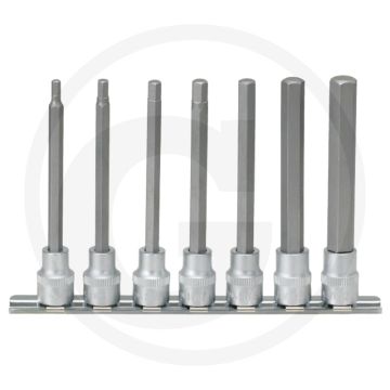 Ks tools 3/8" Bit-Satz für Innensechskantschrauben, lang, 7-teilig, 4-12 mm, Chrom-Vanadium