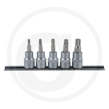 Ks tools set 3/8" bit-dopsleutels xzn, 5-dlg, m4-m10, chrom vanadium, 140x60x25mm
