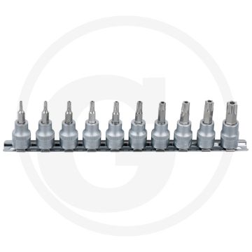 Ks tools 3/8" bit-dopsleutelset voor tx-schroeven met boring, 10-delig - tx-torx® met boring, 3/8" aandrijving
