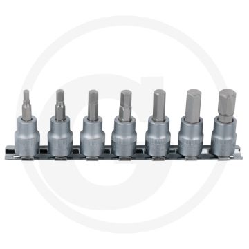 Ks tools 3/8" bit-dopsleutelset voor binnenzeskant-schroeven, 7-delig, 4-12 mm, chrom vanadium