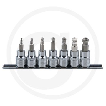 Ks tools Satz 3/8" Chromplus Bit-Steckschlüssel, Sechskant, Kugelkopf, 7-teilig, 3-10mm - hochglanzverchromt, Chrom-Vanadium