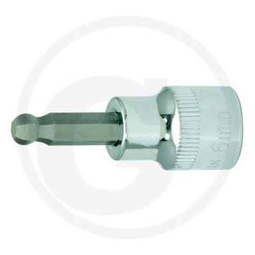 Ks tools 3/8" chromeplus® bit-dopsleutel voor binnenzeskant-schroeven met kogelkop, 8 mm - din 7422, 15x15x470mm, chroom vanadium