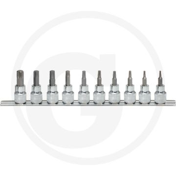 Ks tools 3/8" chromeplus® bit-dopsleutelset voor tx-schroeven, 10-delig, t10-t55 - hoogglans verchroomd, chroom vanadium - 229x74x30mm