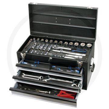 Ks tools gereedschapsset 1/4" + 1/2" 99-delig, in stabiele stalen opzetkist - chrom vanadium