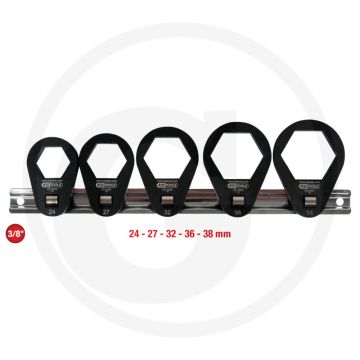 Ks tools 3/8" Öldienstschlüssel-satz für filtergehäusedecke - 6-seitig, links- und rechtsgängig, din 3120 - iso 1174