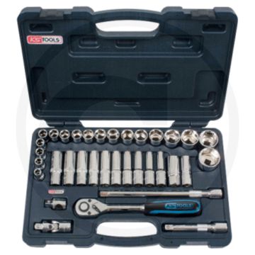 Ks tools 1/2" chromeplus® dopsleutelset, 35-delig - flanktraction-profil, chrom vanadium