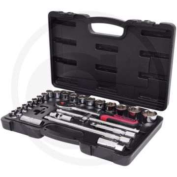 Ks tools 1/2" chromeplus steckschlüssel-satz, 28-tlg. - 6-kant, flanktraction-profil, chrom vanadium