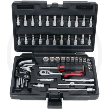Ks tools 1/4" superlock dopsleutelset, 51-delig - 6-kant, flanktraction-profil, chrom vanadium