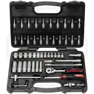 Ks tools 1/4" superlock dopsleutelset, 53-delig - zeshoekig, flanktraction-profil, chroom vanadium